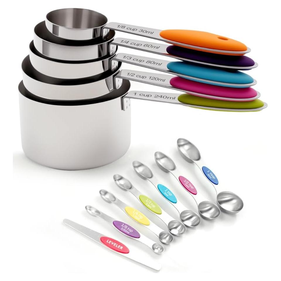 Juego de Tazas y Cucharas Medidoras MiorBitt 12 Piezas Acero Inoxidable