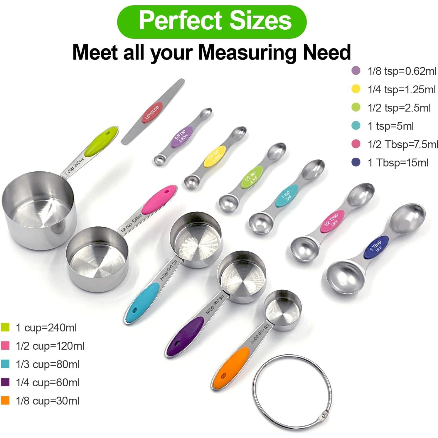 Juego de Tazas y Cucharas Medidoras MiorBitt 12 Piezas Acero Inoxidable