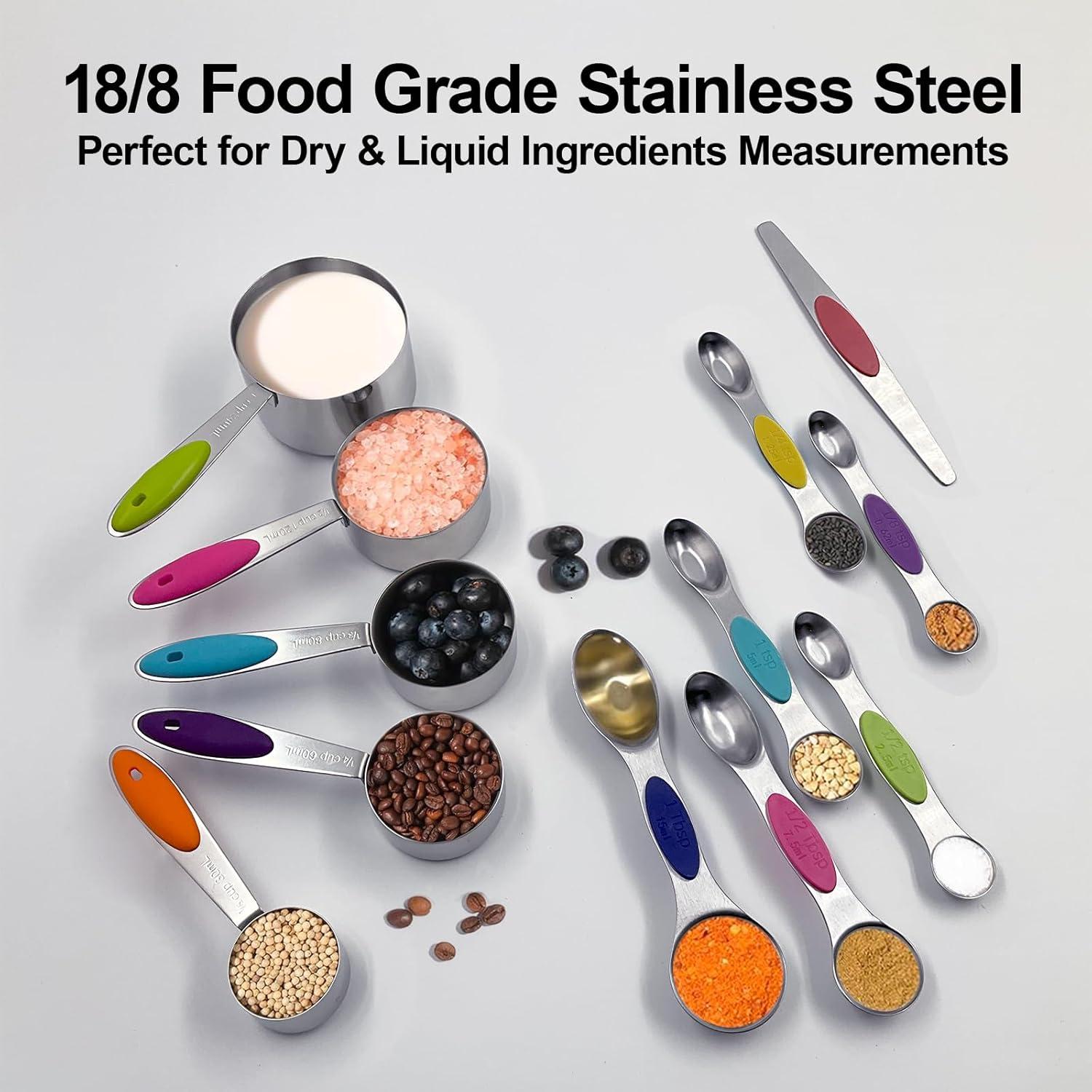 Juego de Tazas y Cucharas Medidoras MiorBitt 12 Piezas Acero Inoxidable