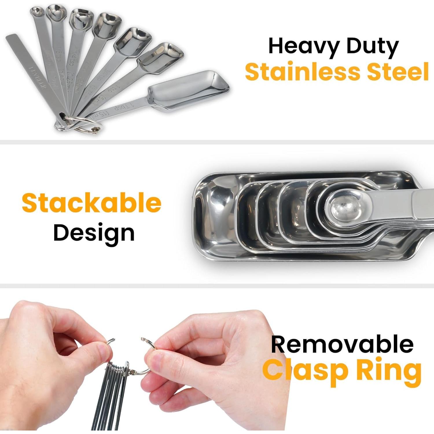 Juego de cucharas medidoras YUNNKEEY de acero inoxidable 8 piezas