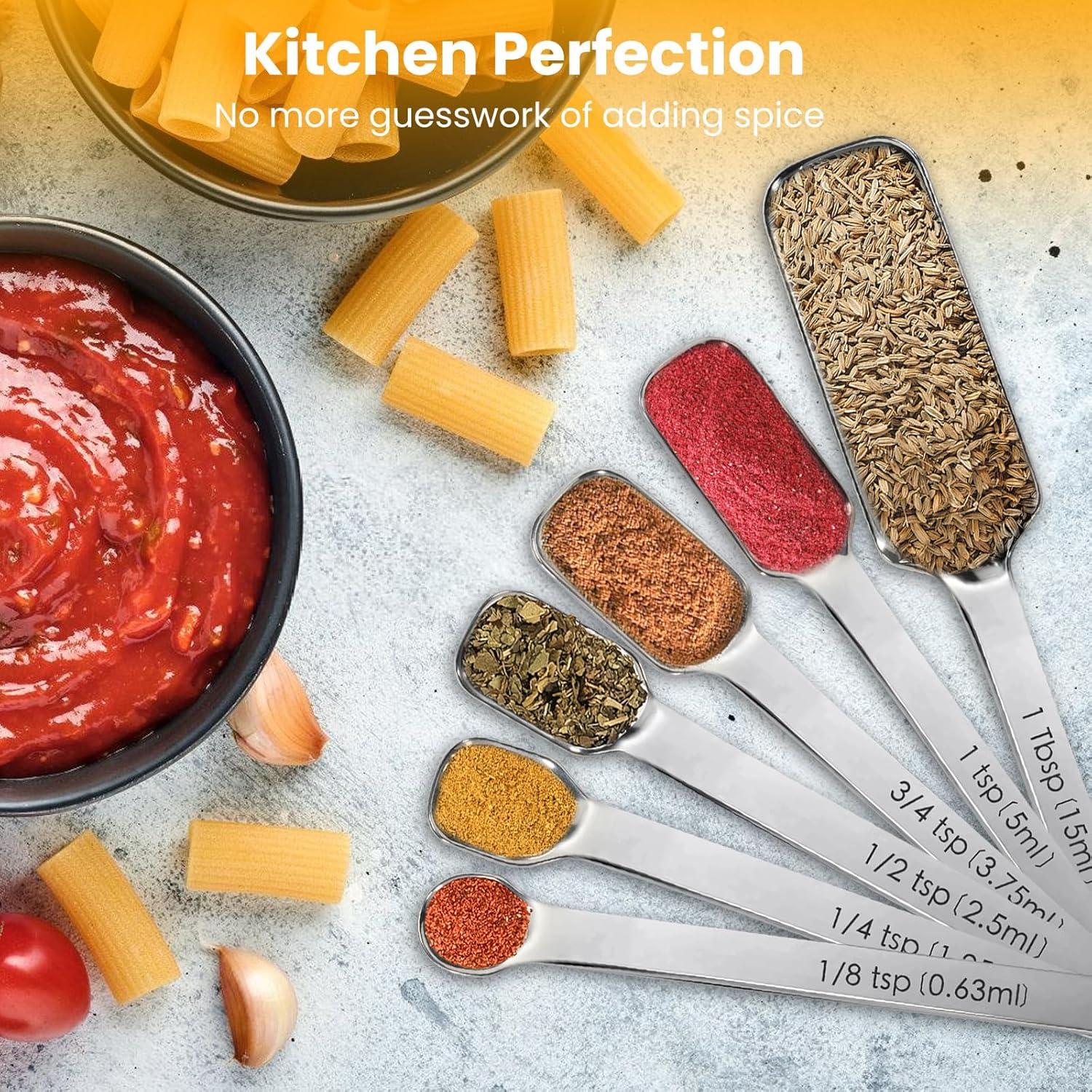 Juego de cucharas medidoras YUNNKEEY de acero inoxidable 8 piezas