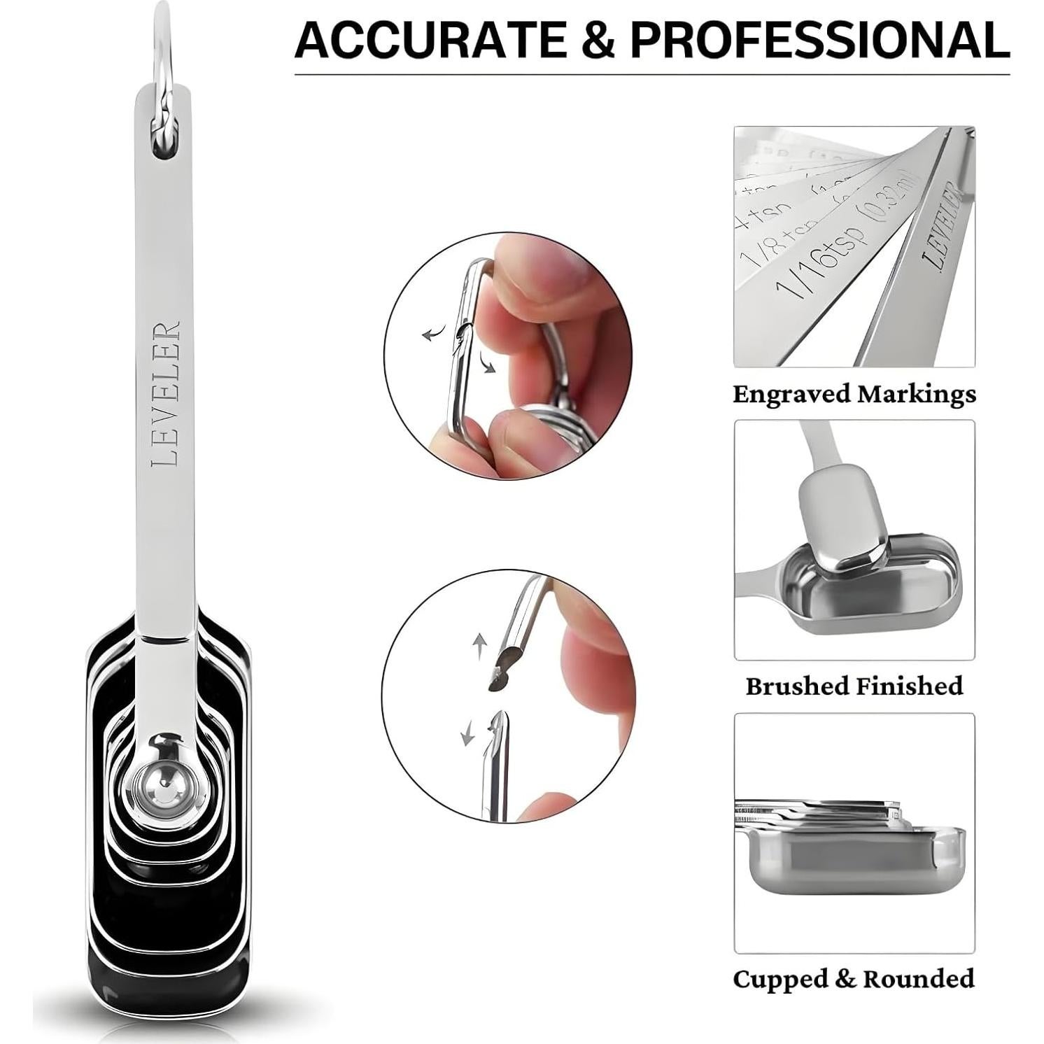 Juego de cucharas medidoras YUNNKEEY de acero inoxidable 8 piezas