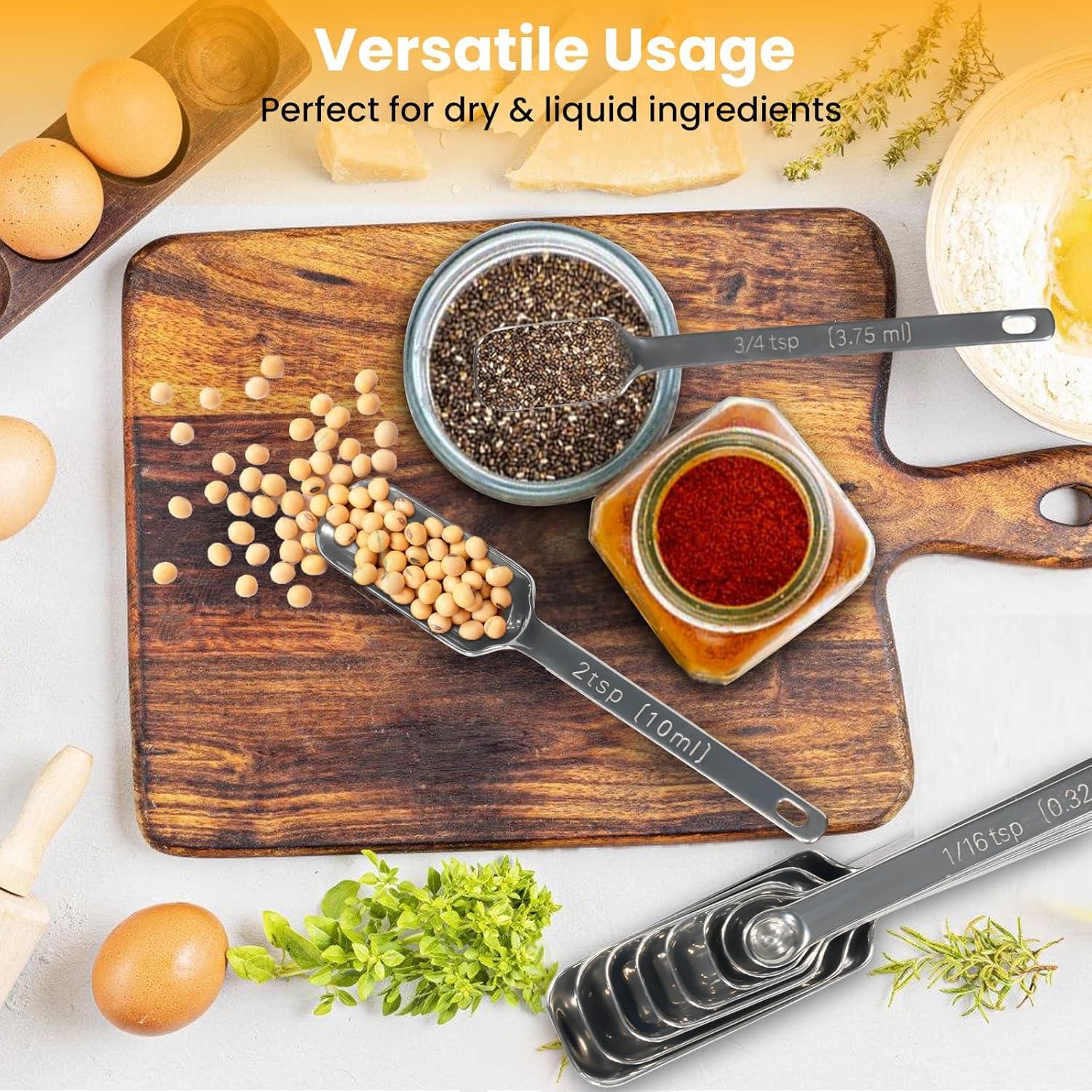 Juego de cucharas medidoras YUNNKEEY de acero inoxidable 8 piezas