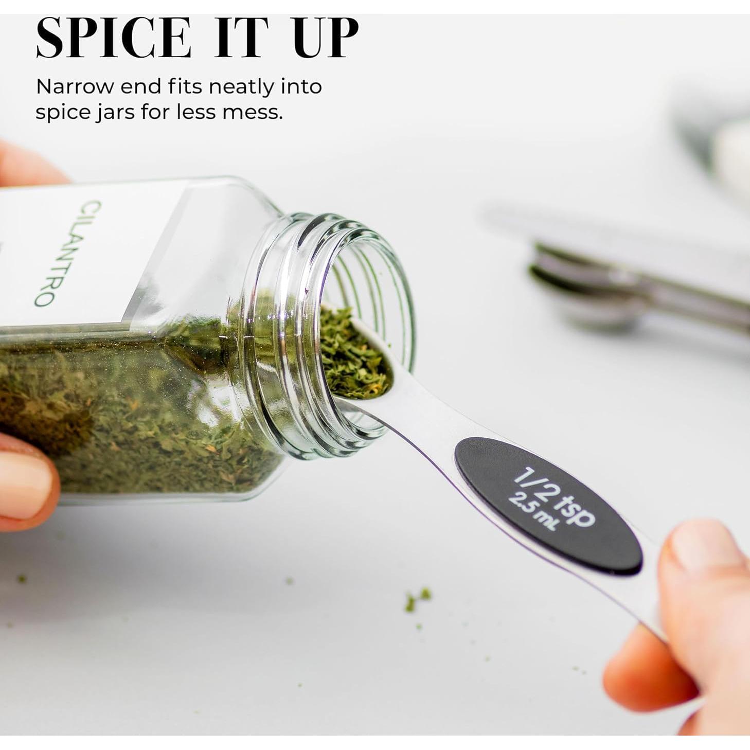 Juego de 8 Cucharas Medidoras Magnéticas Acero Inoxidable