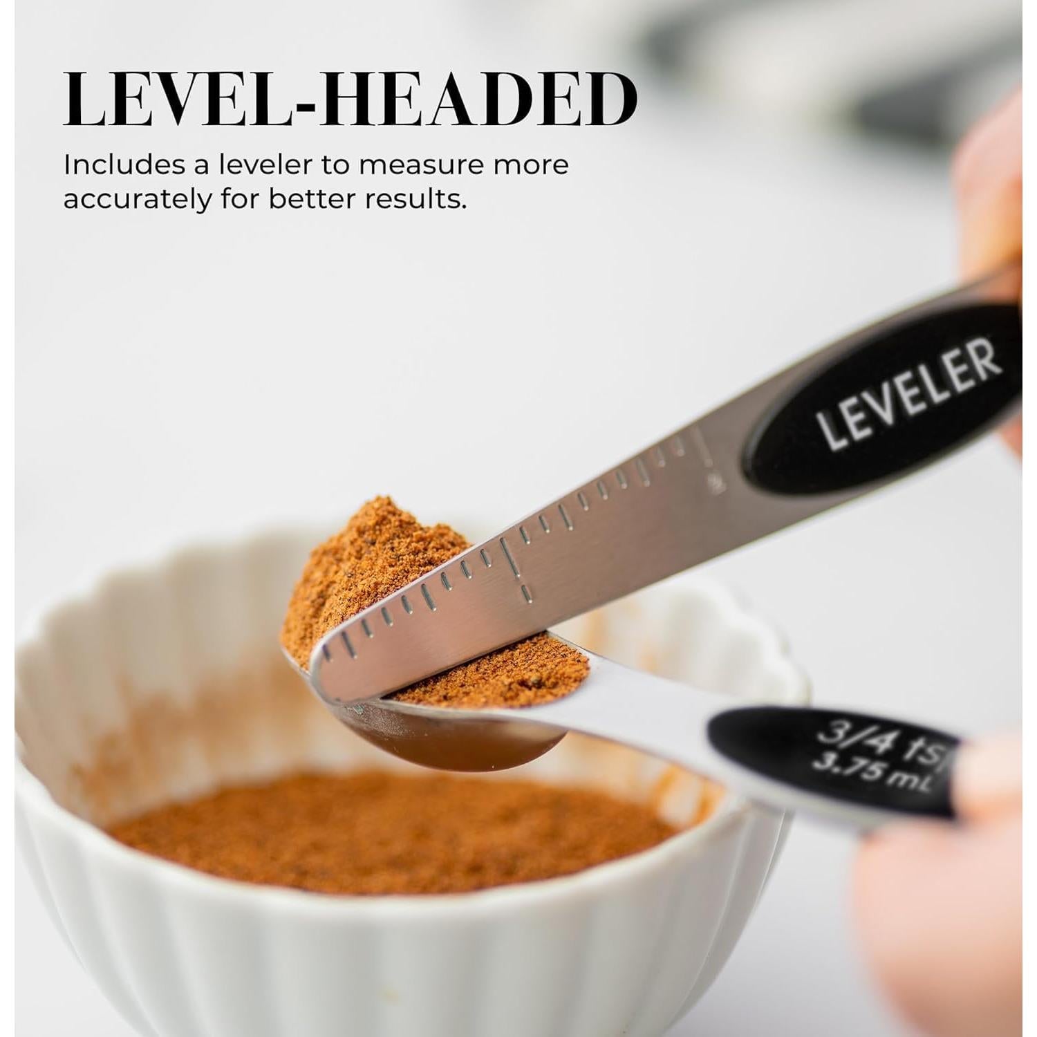 Juego de 8 Cucharas Medidoras Magnéticas Acero Inoxidable