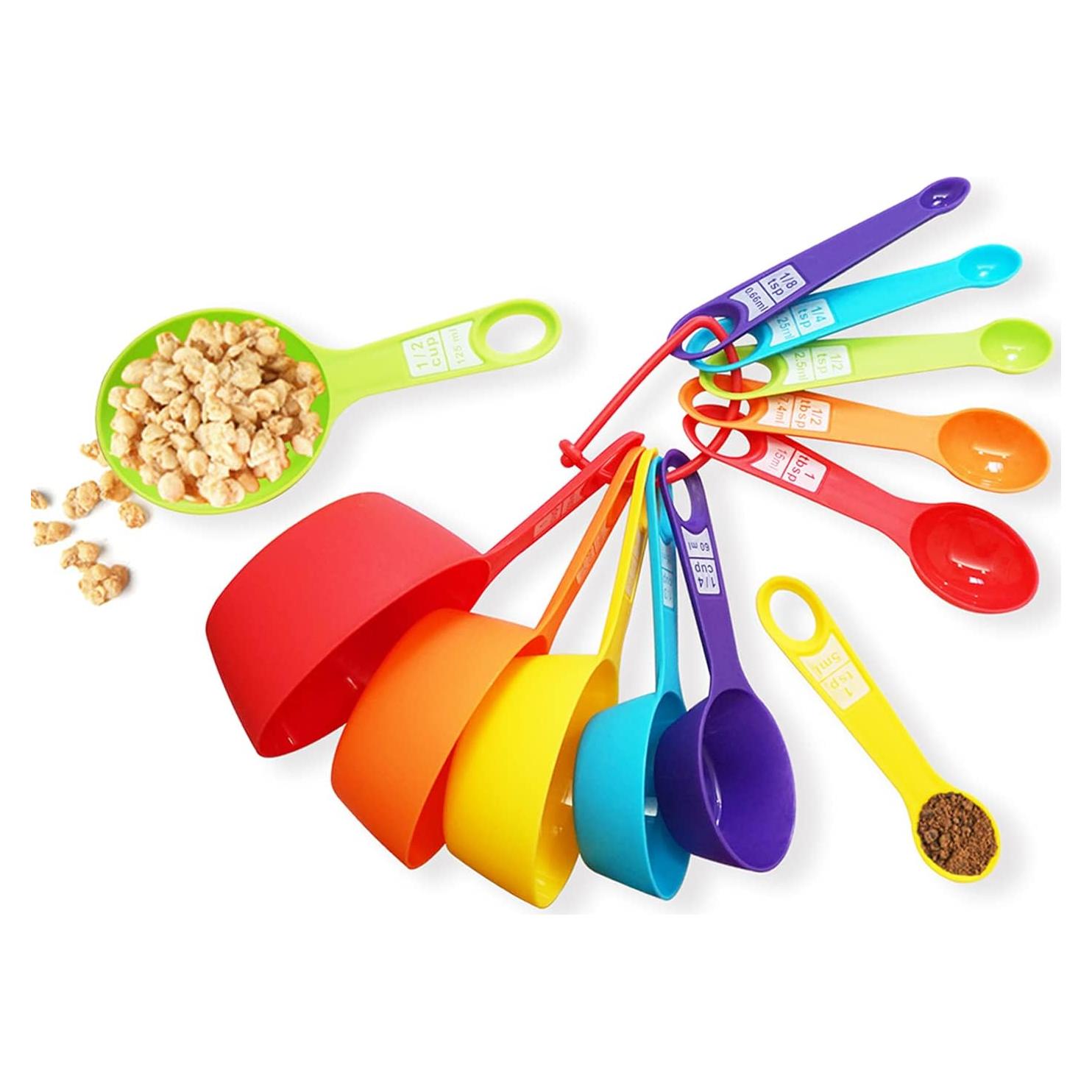 Juego de 12 Tazas y Cucharas Medidoras HAWOWZ de Plástico