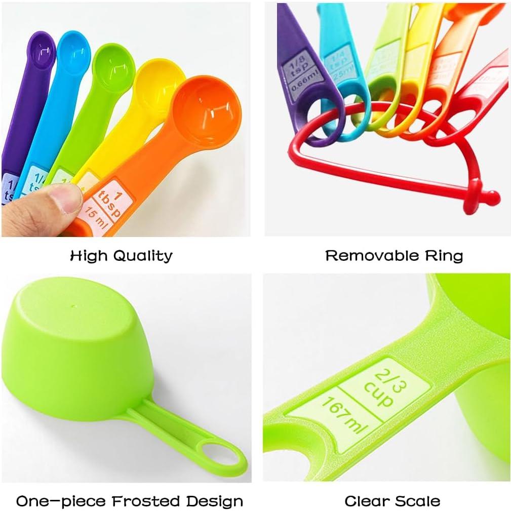 Juego de 12 Tazas y Cucharas Medidoras HAWOWZ de Plástico