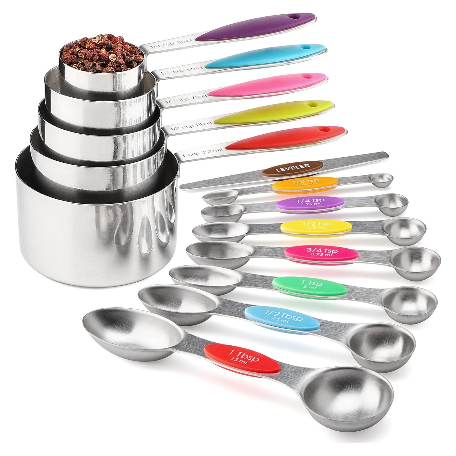 Juego de Tazas y Cucharas Medidoras Acero Inoxidable 13 Piezas