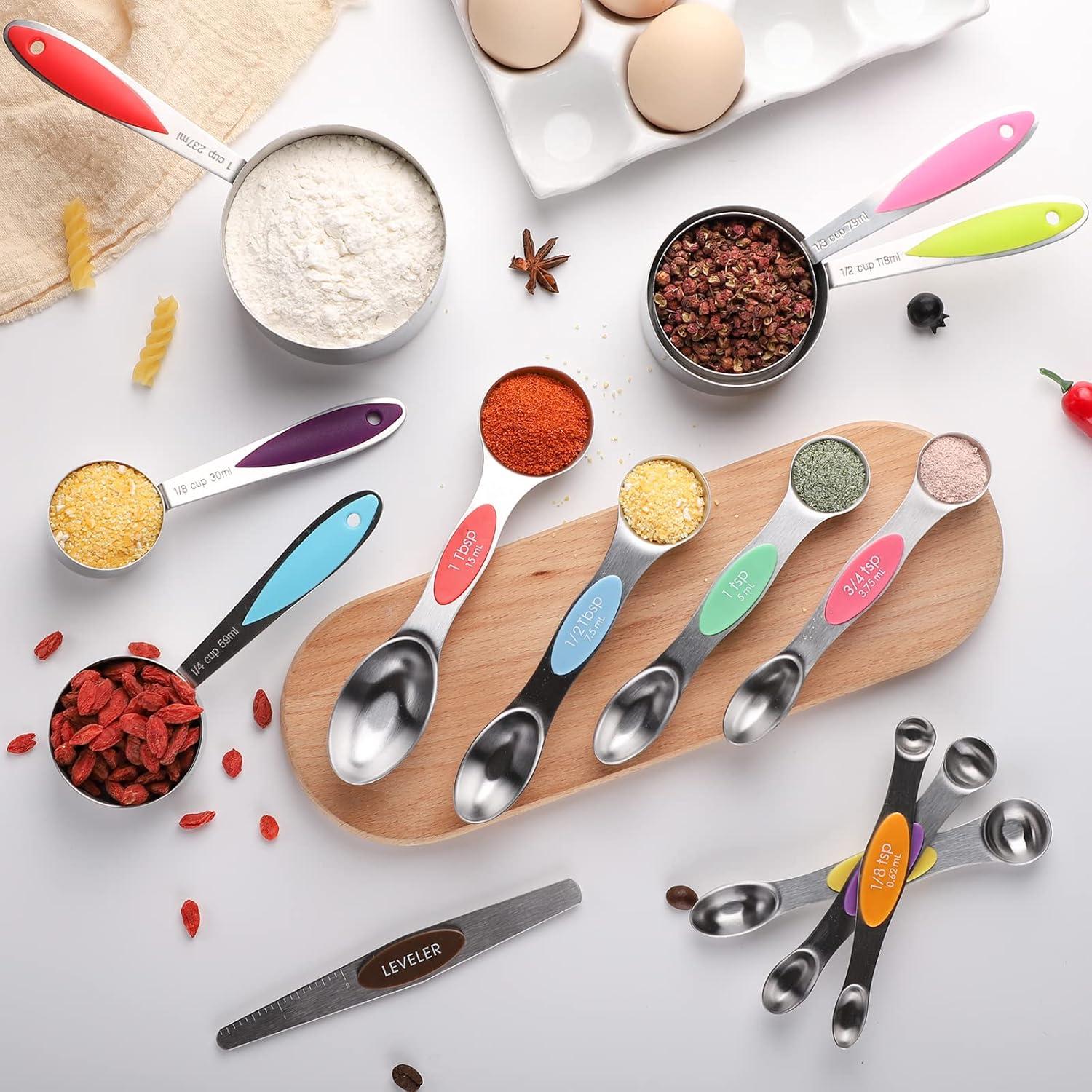 Juego de Tazas y Cucharas Medidoras Acero Inoxidable 13 Piezas