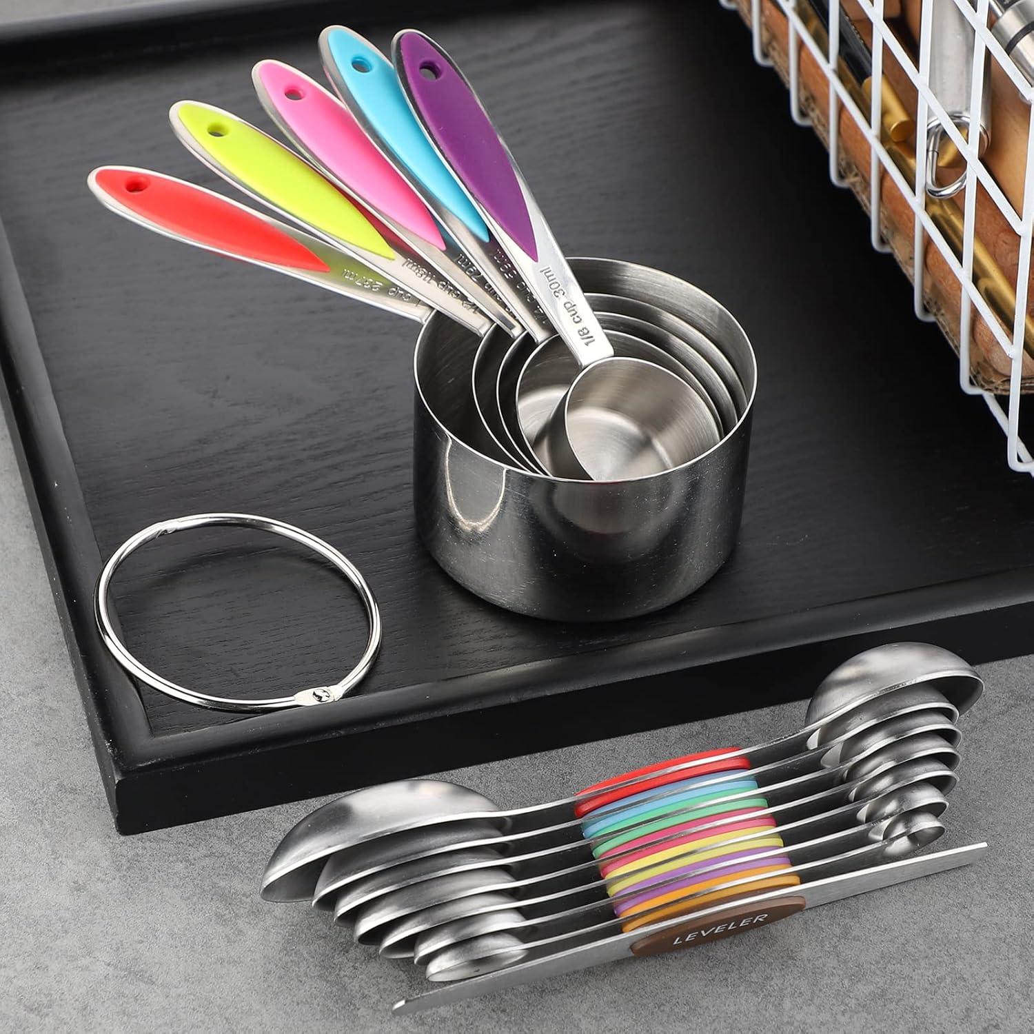 Juego de Tazas y Cucharas Medidoras Acero Inoxidable 13 Piezas