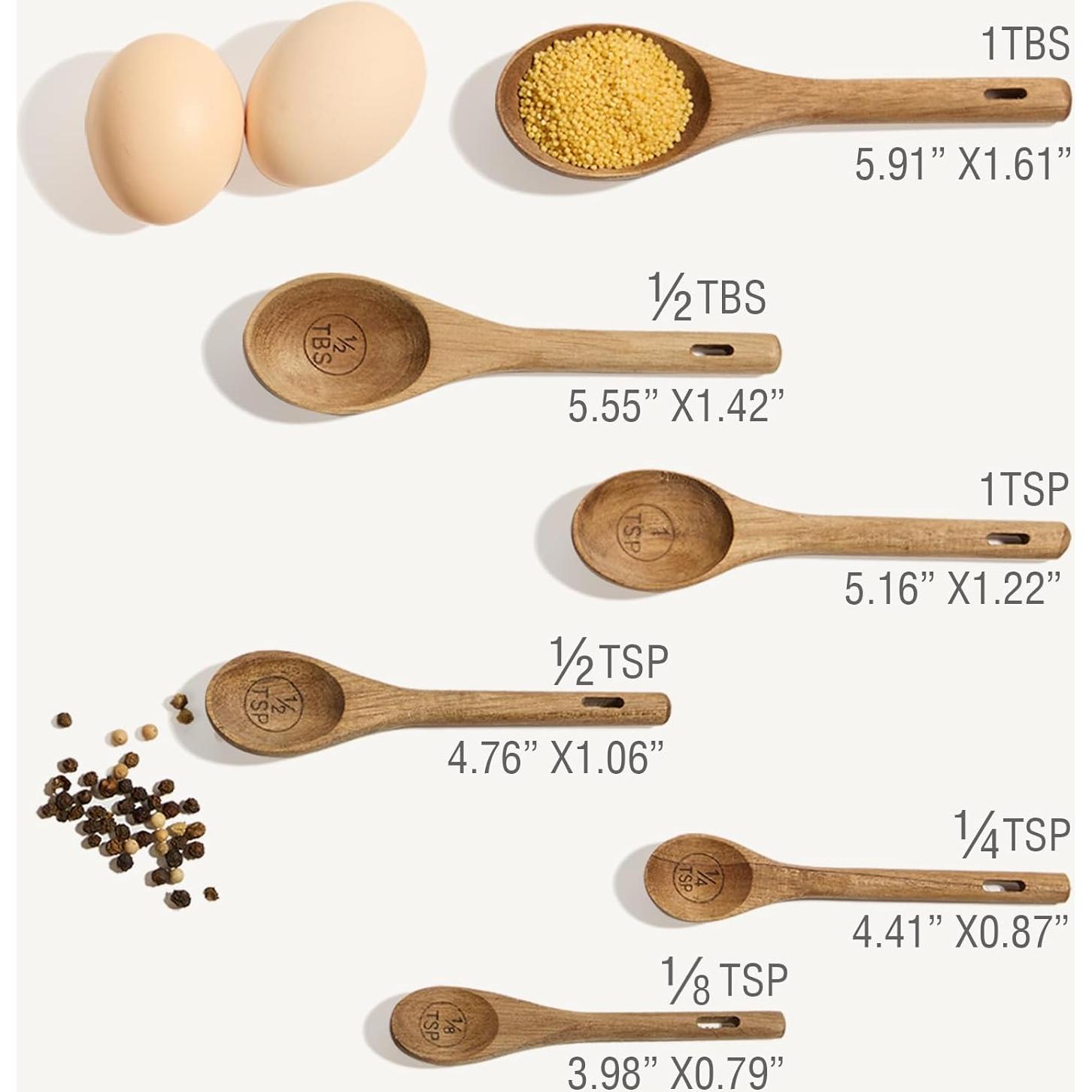 Juego de 6 cucharas medidoras de madera Esie Houzie Acacia