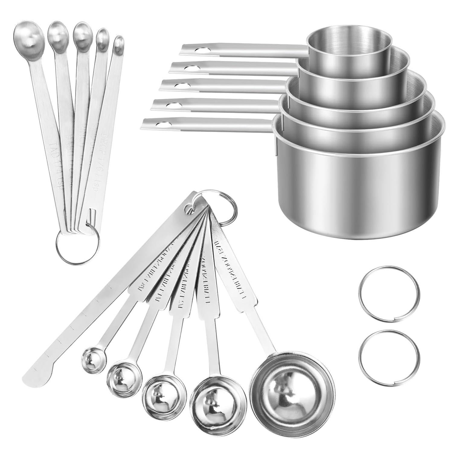 Juego de Tazas y Cucharas Medidoras de Acero Inoxidable 16,5 Tazas