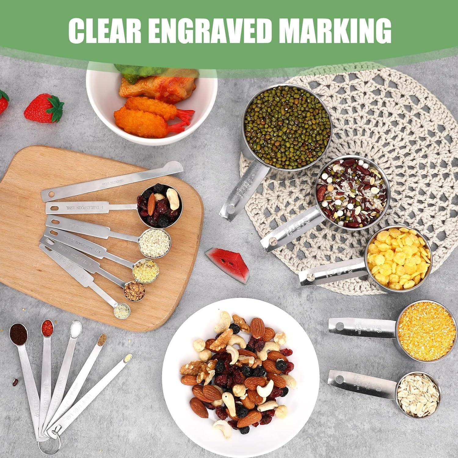 Juego de Tazas y Cucharas Medidoras de Acero Inoxidable 16,5 Tazas