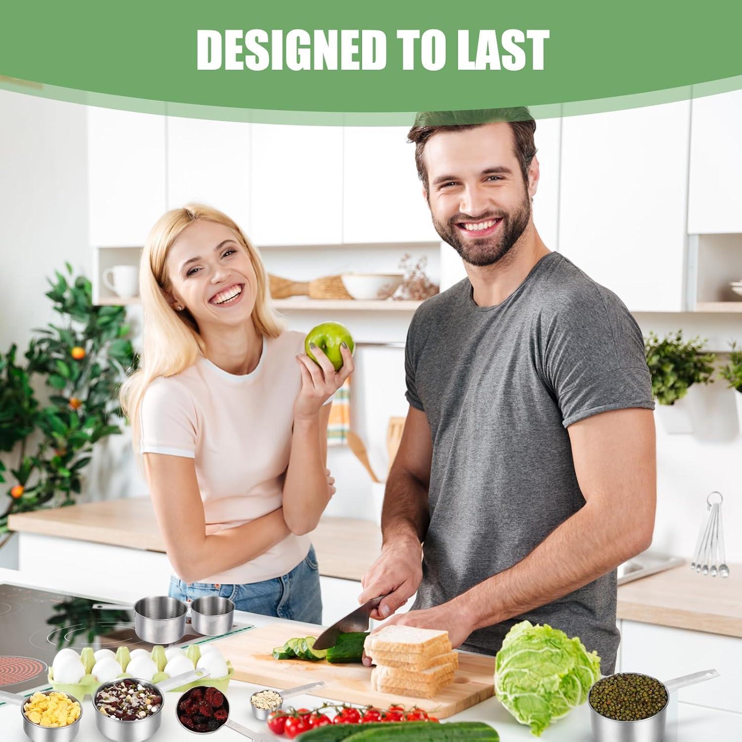 Juego de Tazas y Cucharas Medidoras de Acero Inoxidable 16,5 Tazas