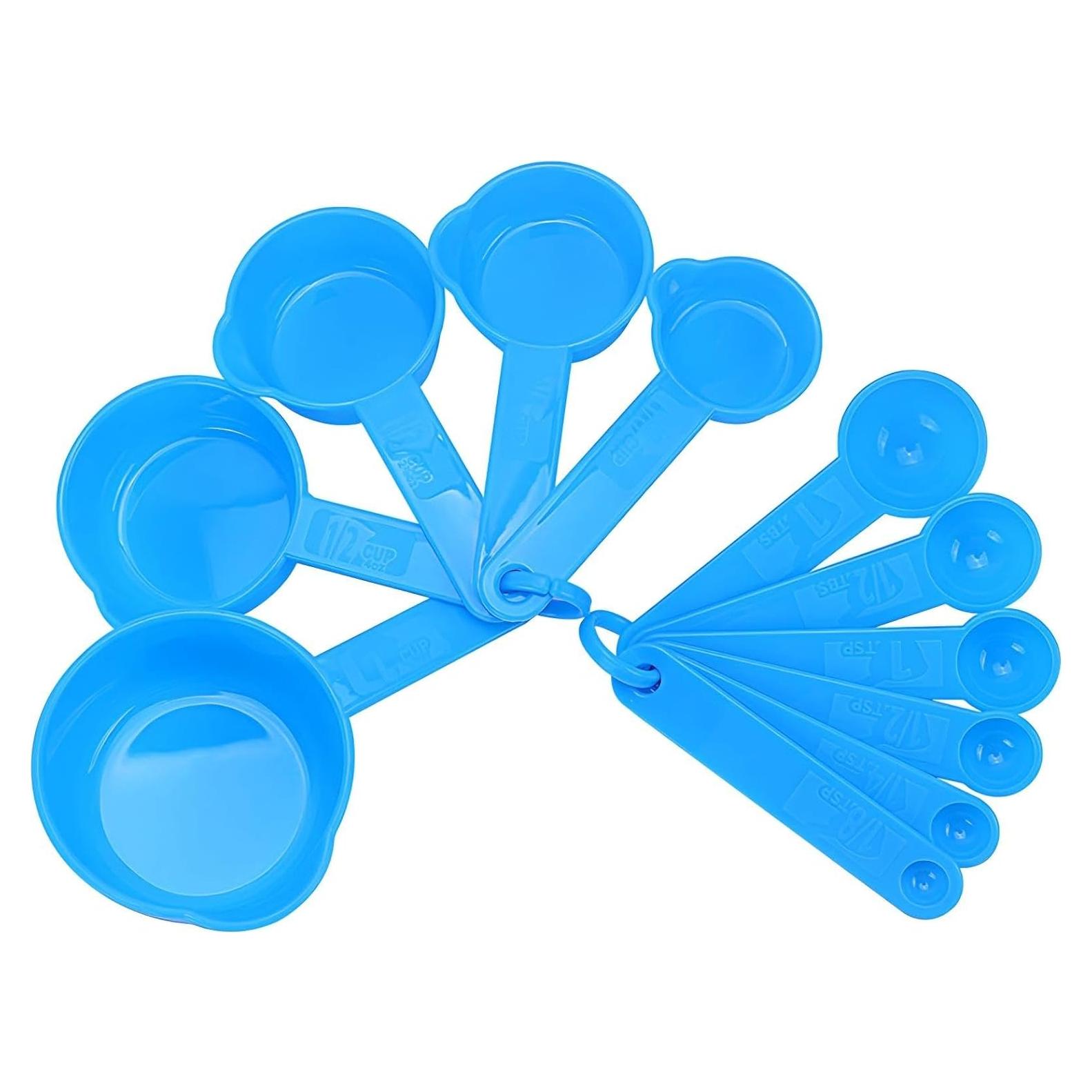 Juego de Tazas y Cucharas Medidoras Plástico SUNMVEHOT Azul