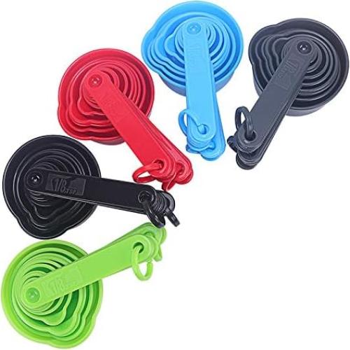 Juego de Tazas y Cucharas Medidoras Plástico SUNMVEHOT Azul