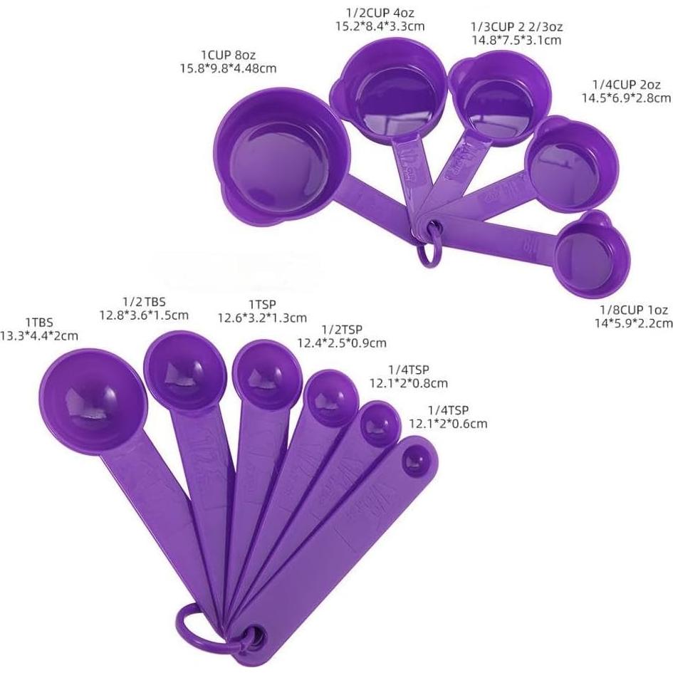 Juego de Tazas y Cucharas Medidoras Plástico SUNMVEHOT Azul