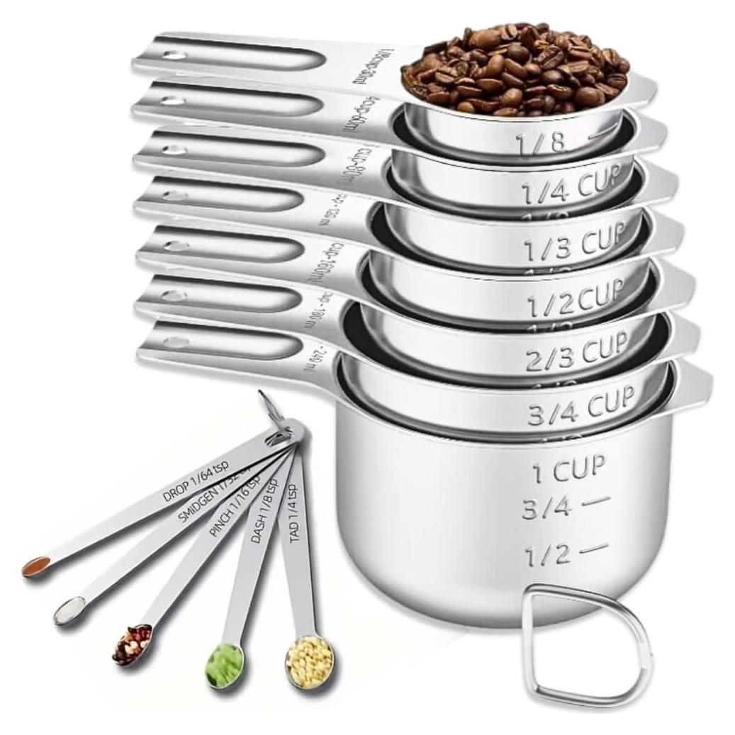 Juego de 12 Piezas de Tazas y Cucharas Medidoras YUNNKEEY