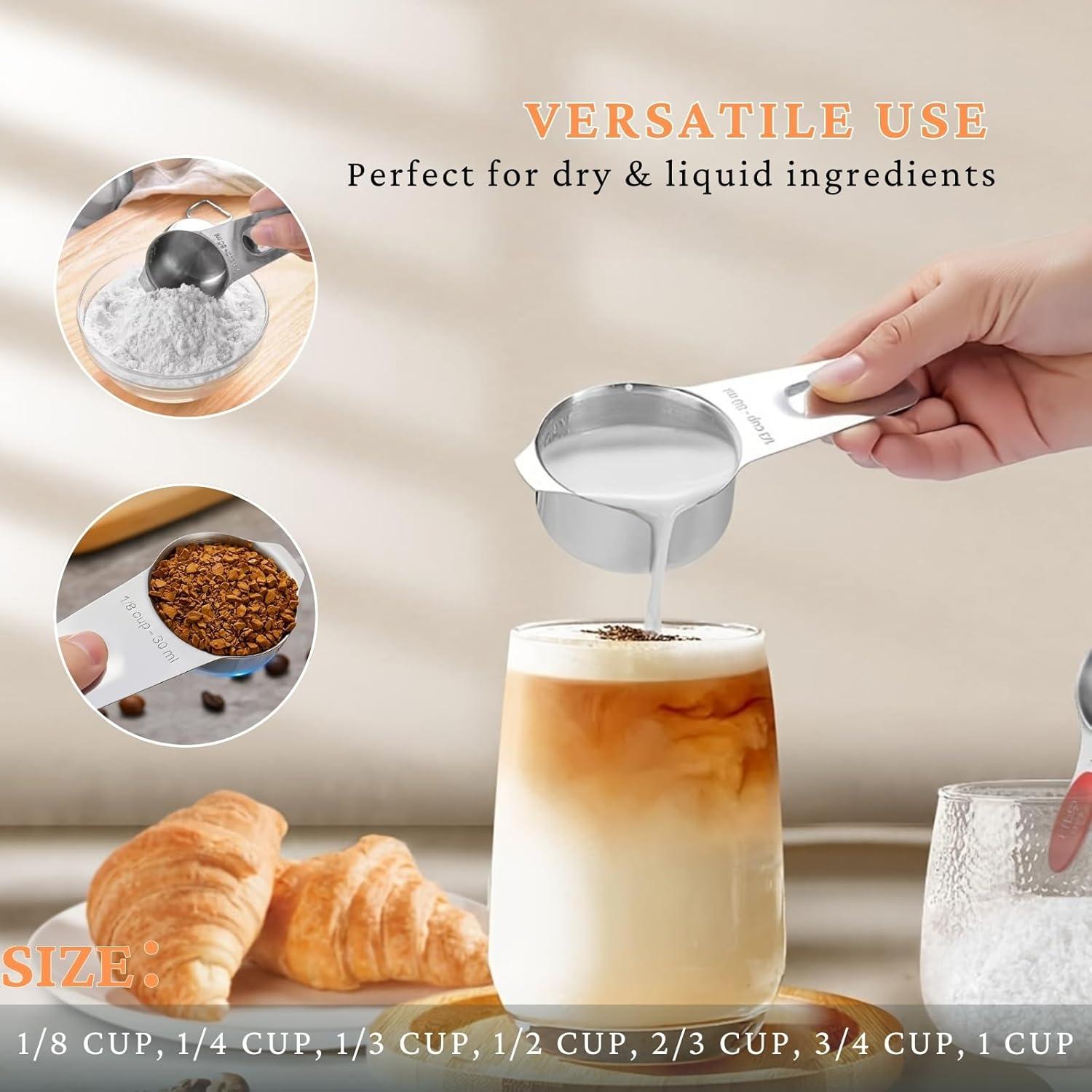 Juego de 12 Piezas de Tazas y Cucharas Medidoras YUNNKEEY