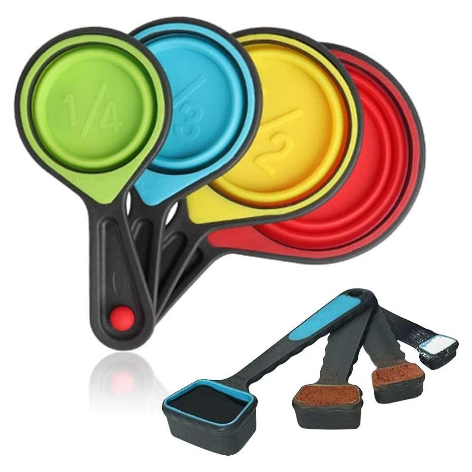 Juego de Tazas y Cucharas Medidoras Plegables SOLIFEGOBLE 8 Piezas