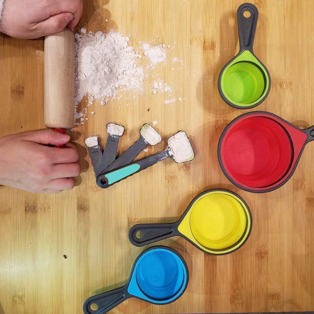 Juego de Tazas y Cucharas Medidoras Plegables SOLIFEGOBLE 8 Piezas
