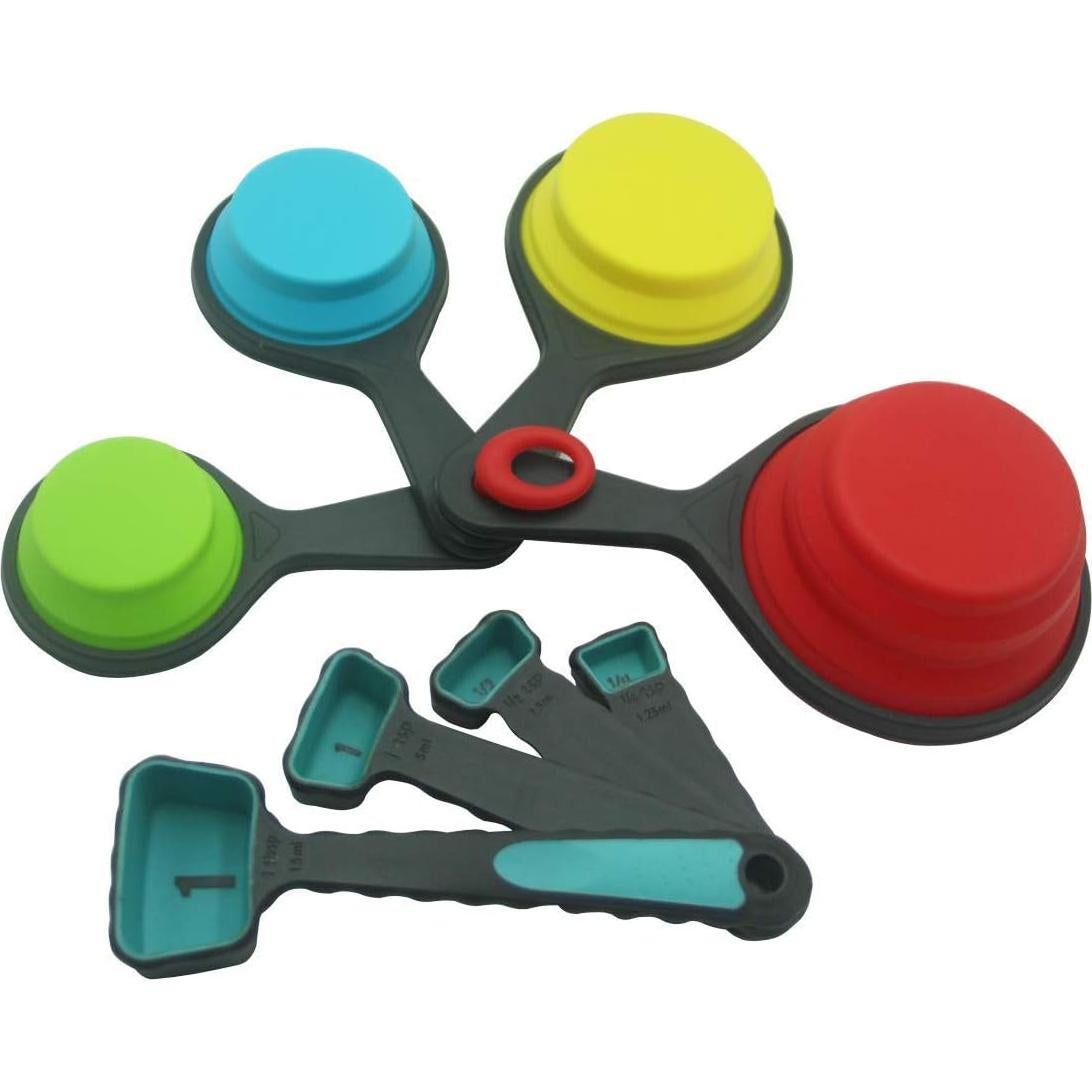 Juego de Tazas y Cucharas Medidoras Plegables SOLIFEGOBLE 8 Piezas