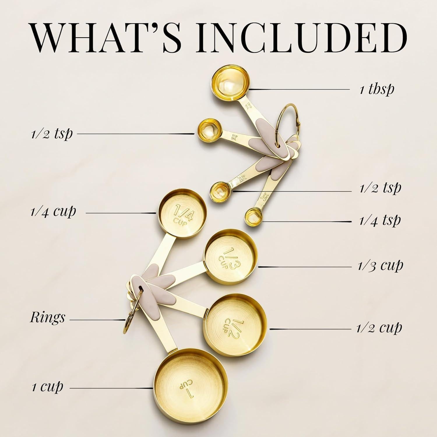 Juego de Tazas y Cucharas Medidoras Doradas 8 Piezas - Styled Settings