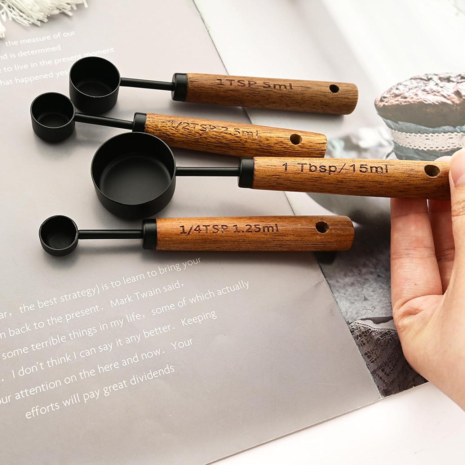 Juego de Tazas y Cucharas Medidoras 8 Piezas Uniturcky Acero Inoxidable