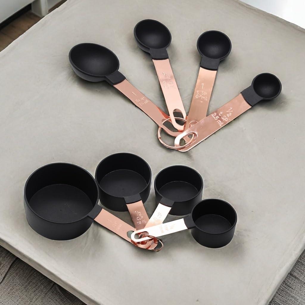 Set de Tazas y Cucharas Medidoras BdiliUSA 8PCS Negro