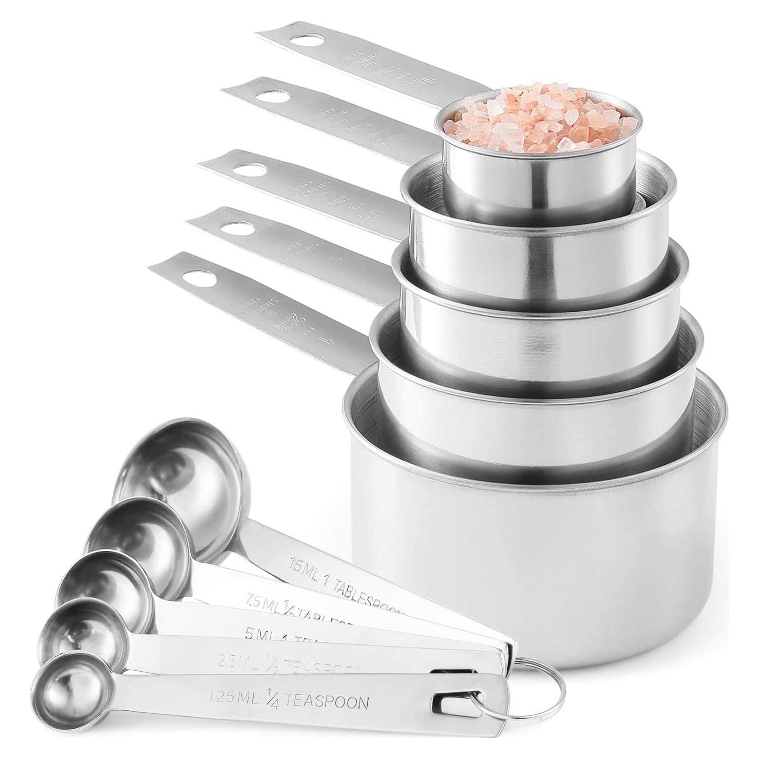 Juego de 10 Tazas y Cucharas Medidoras Laxinis World Acero Inoxidable