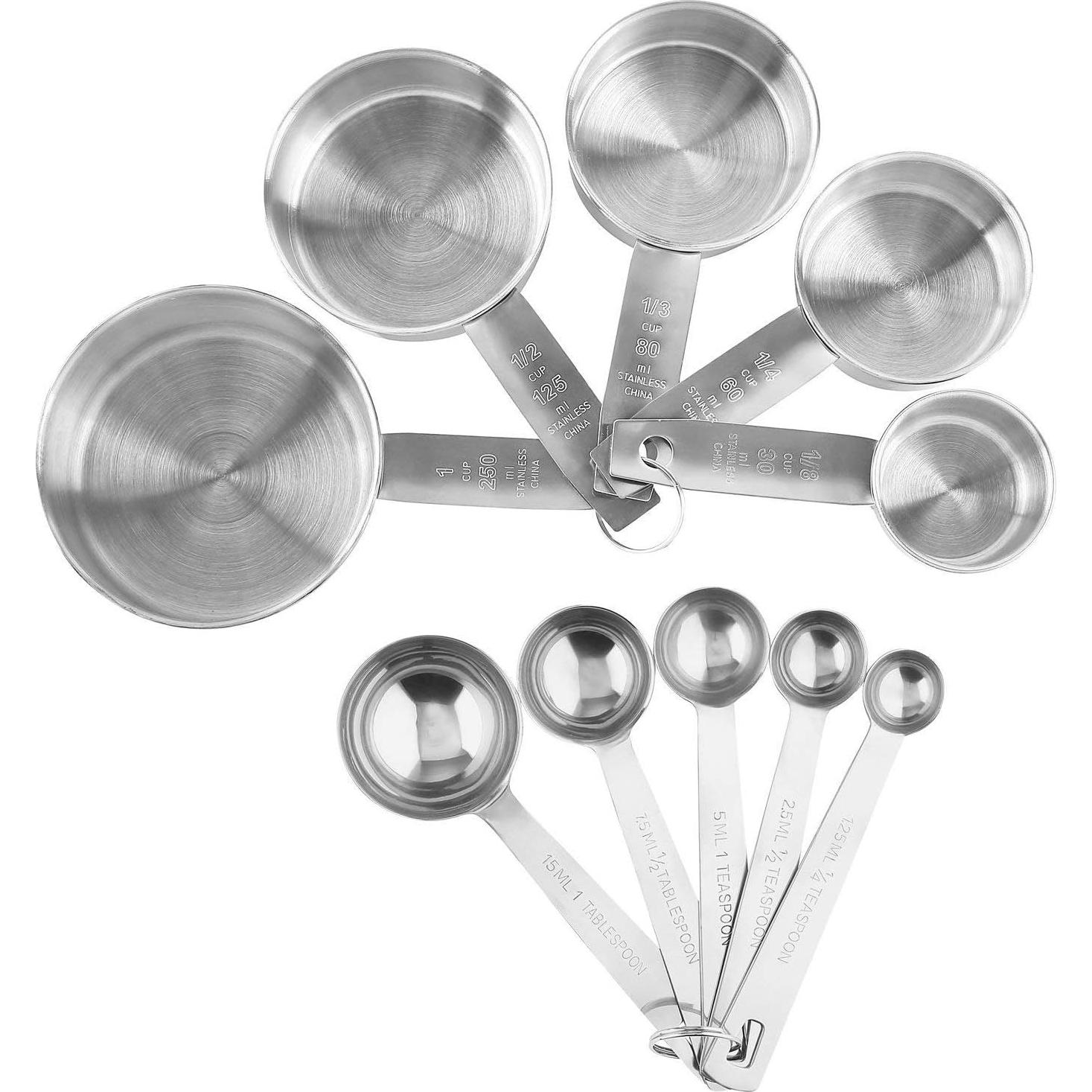 Juego de 10 Tazas y Cucharas Medidoras Laxinis World Acero Inoxidable