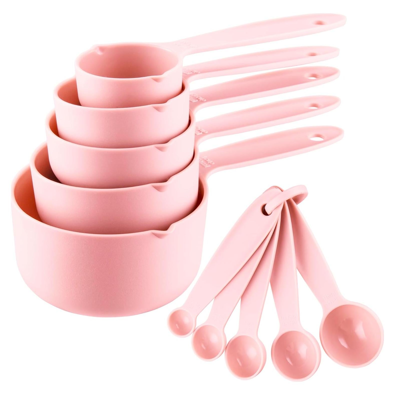 Juego de Tazas y Cucharas Medidoras Plástico Rosa SUNMVEHOT 10 Piezas