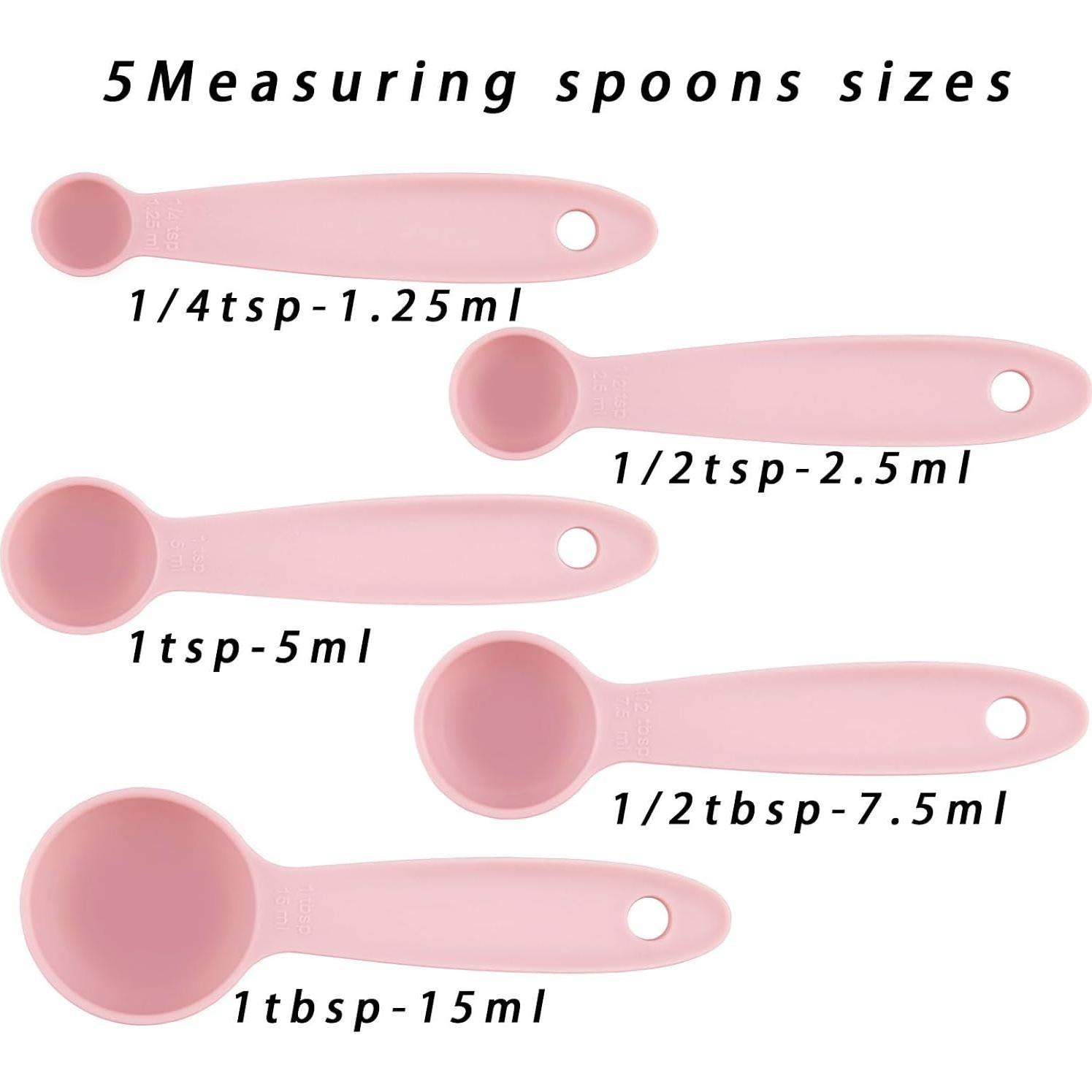 Juego de Tazas y Cucharas Medidoras Plástico Rosa SUNMVEHOT 10 Piezas