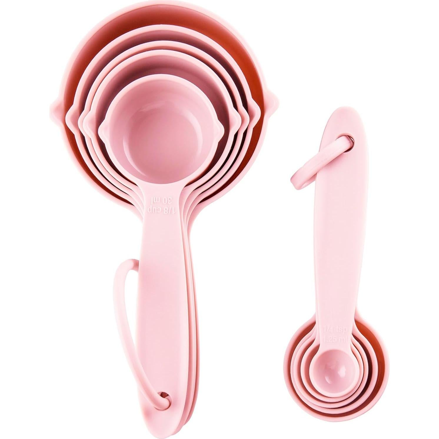 Juego de Tazas y Cucharas Medidoras Plástico Rosa SUNMVEHOT 10 Piezas