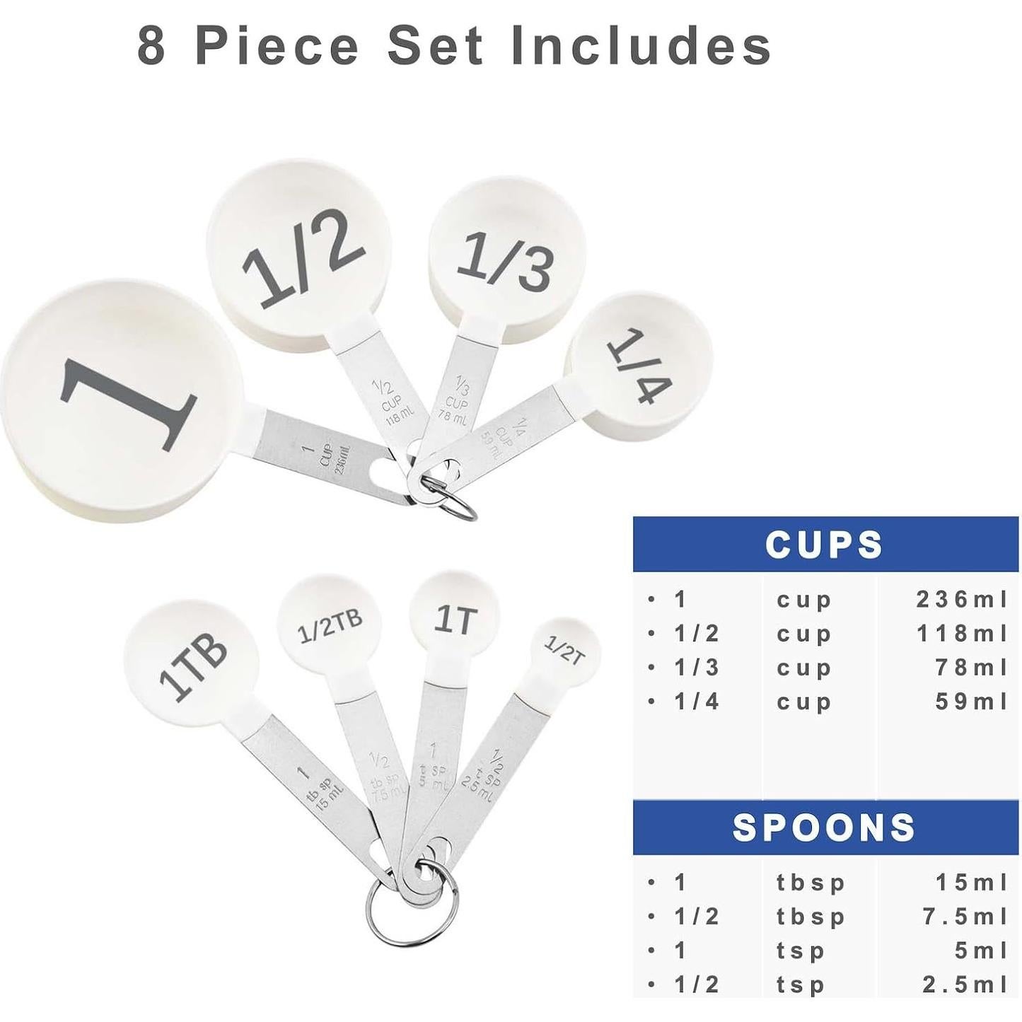 Juego de Tazas y Cucharas Medidoras BLEWAY para Discapacidad Visual