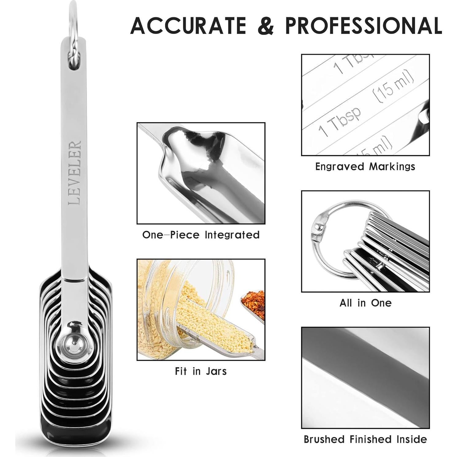 Juego de Cucharas Medidoras Kalsreui Acero Inoxidable 10 Piezas