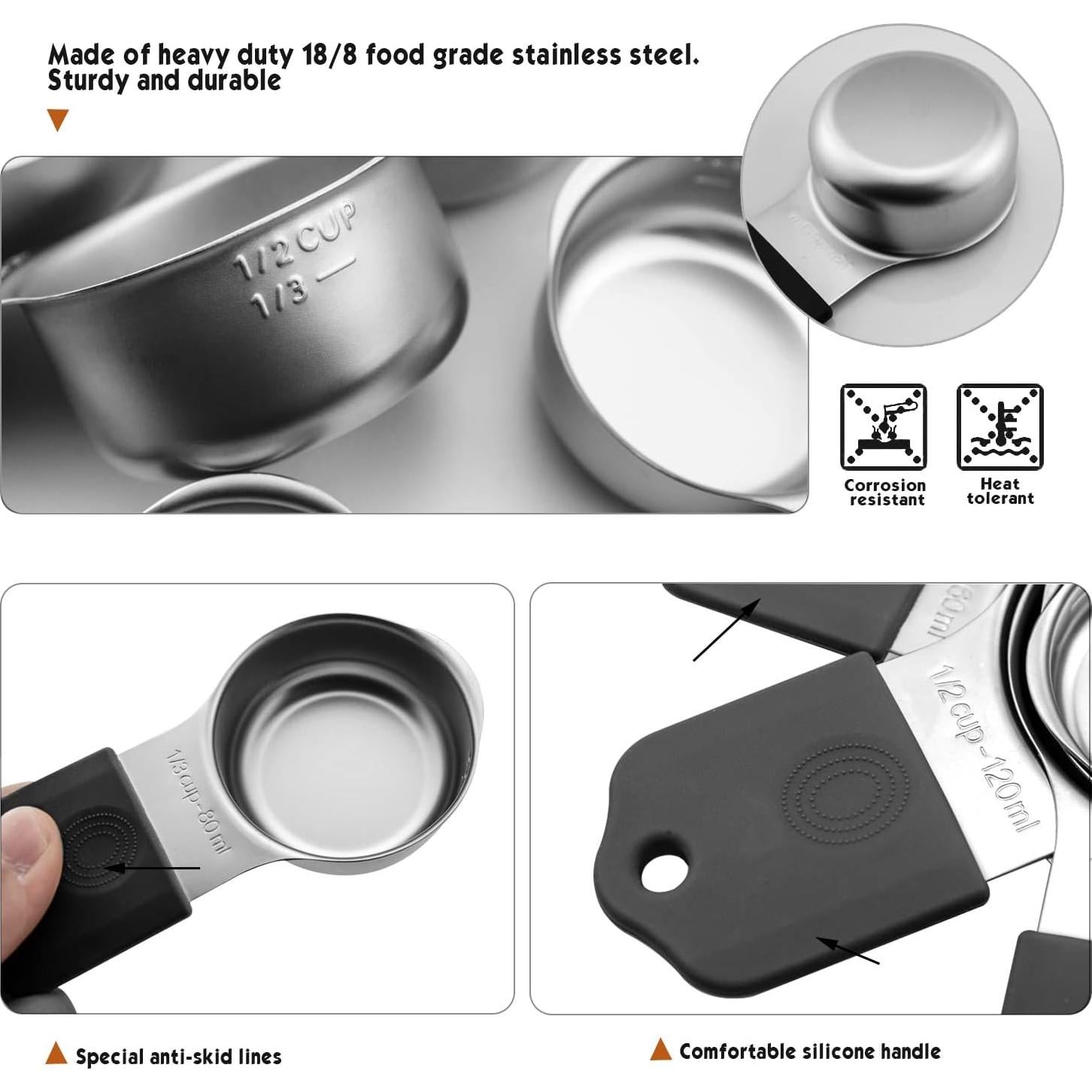 Juego de Tazas Medidoras Magnéticas WARMHEART 7 Piezas Acero Inoxidable