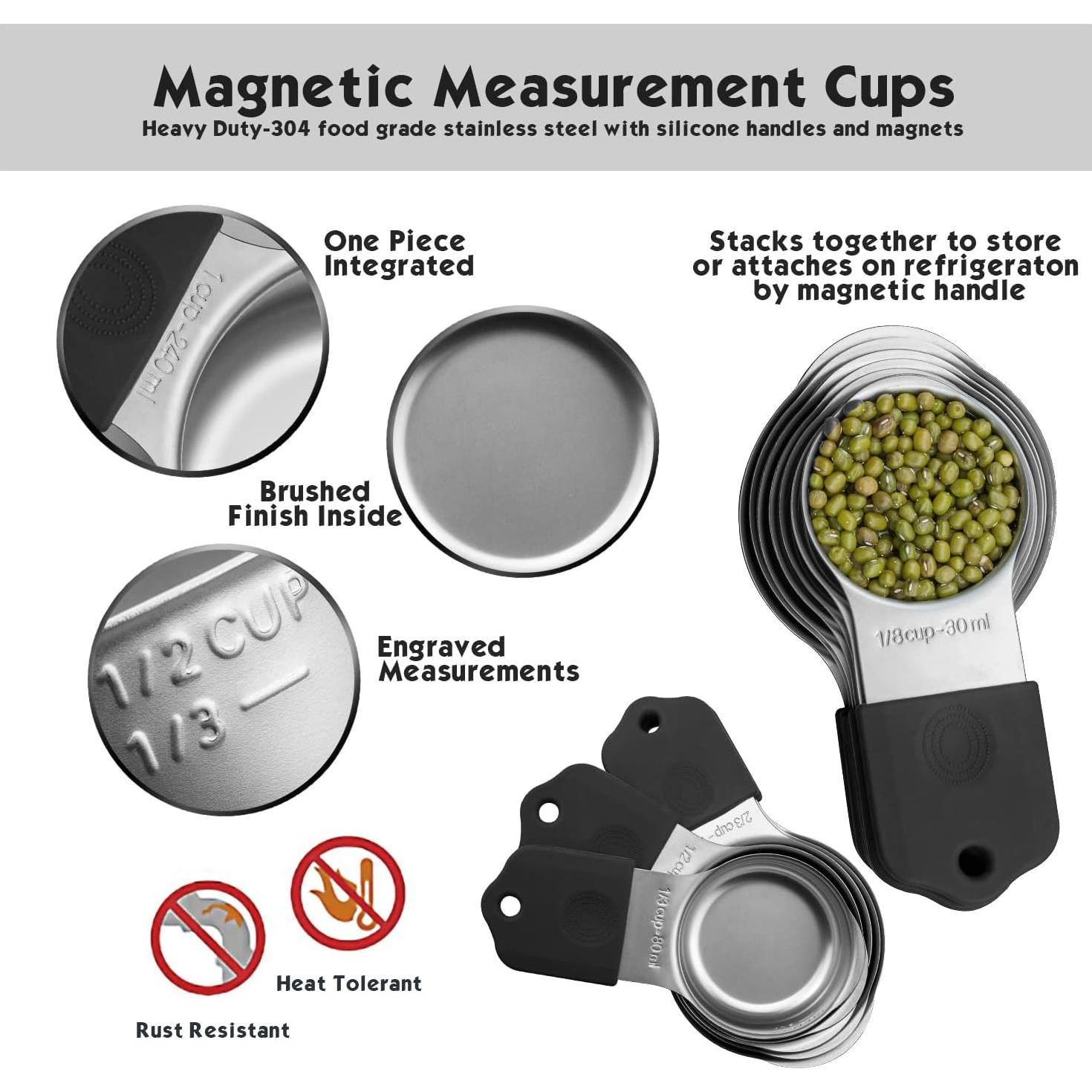 Juego de Tazas Medidoras Magnéticas WARMHEART 7 Piezas Acero Inoxidable