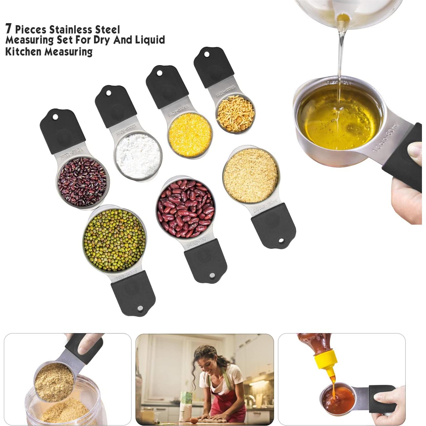 Juego de Tazas Medidoras Magnéticas WARMHEART 7 Piezas Acero Inoxidable