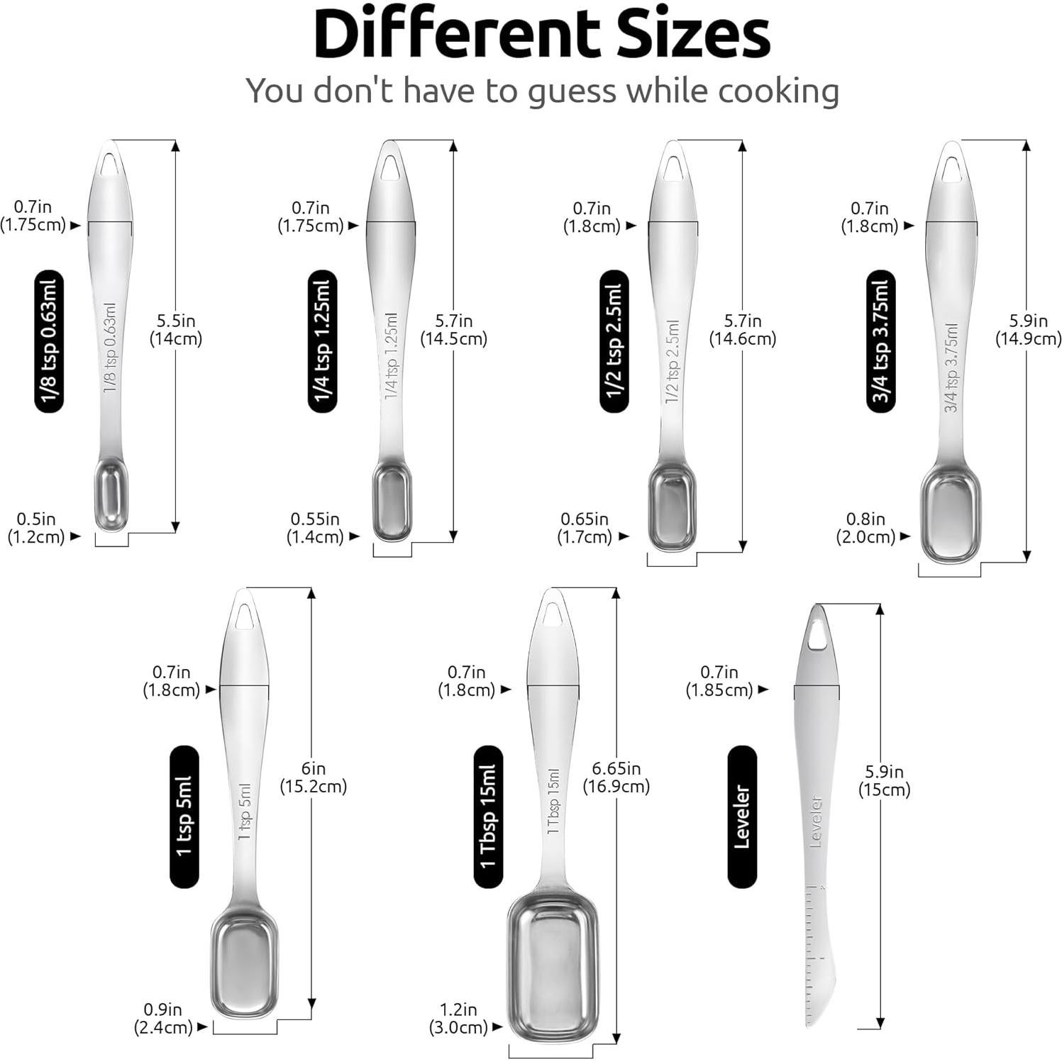 Juego de Cucharas Medidoras U-Taste Acero Inoxidable 7 Piezas