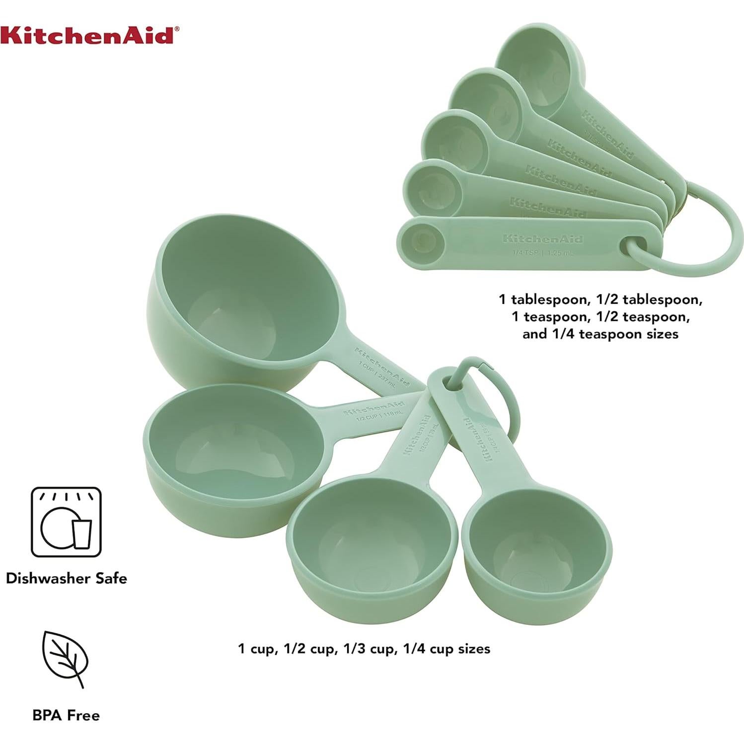 Juego de Tazas y Cucharas Medidoras KitchenAid 9 Piezas Pistacho