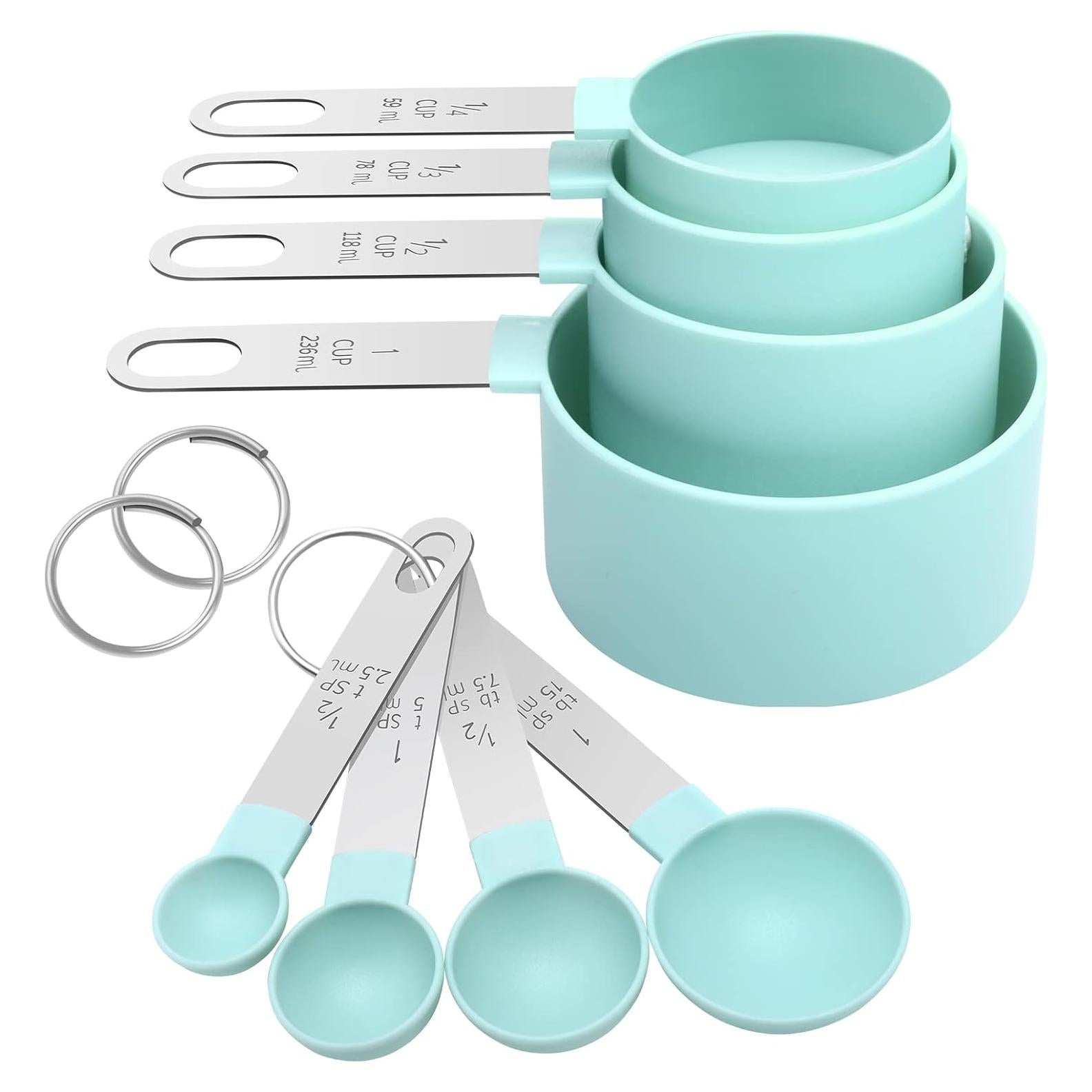 Juego de Tazas y Cucharas Medidoras YQMYXG Acero Inoxidable Verde Menta