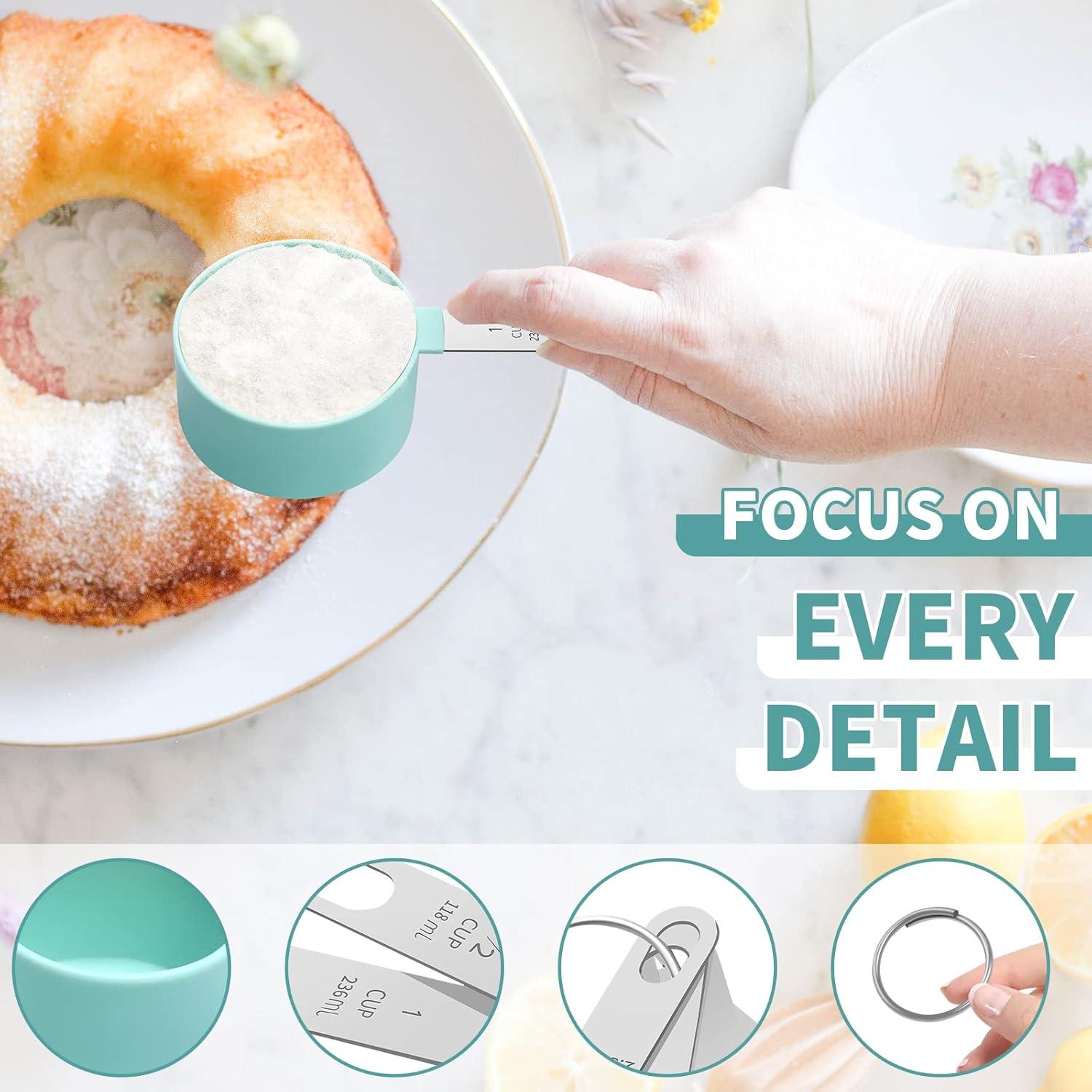 Juego de Tazas y Cucharas Medidoras YQMYXG Acero Inoxidable Verde Menta