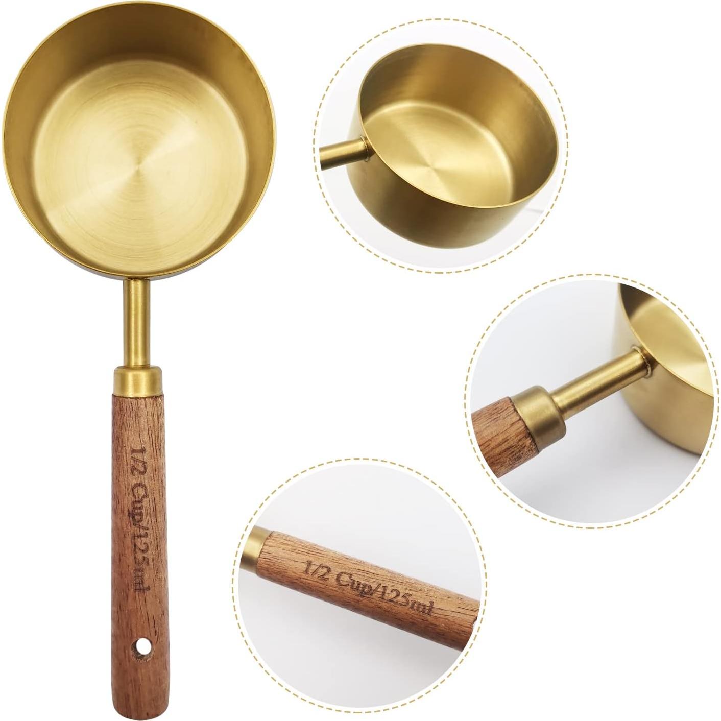 Juego de Tazas y Cucharas Medidoras Zalaxt 8 Piezas Oro