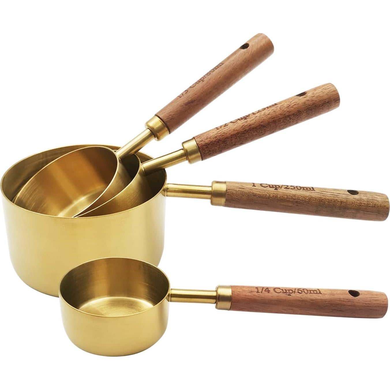 Juego de Tazas y Cucharas Medidoras Zalaxt 8 Piezas Oro