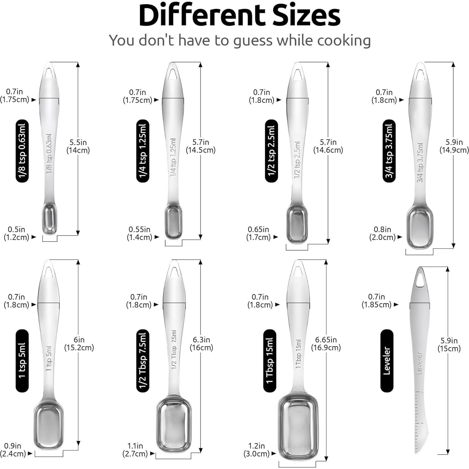 Juego de Cucharas Medidoras U-Taste Acero Inoxidable 8 Piezas