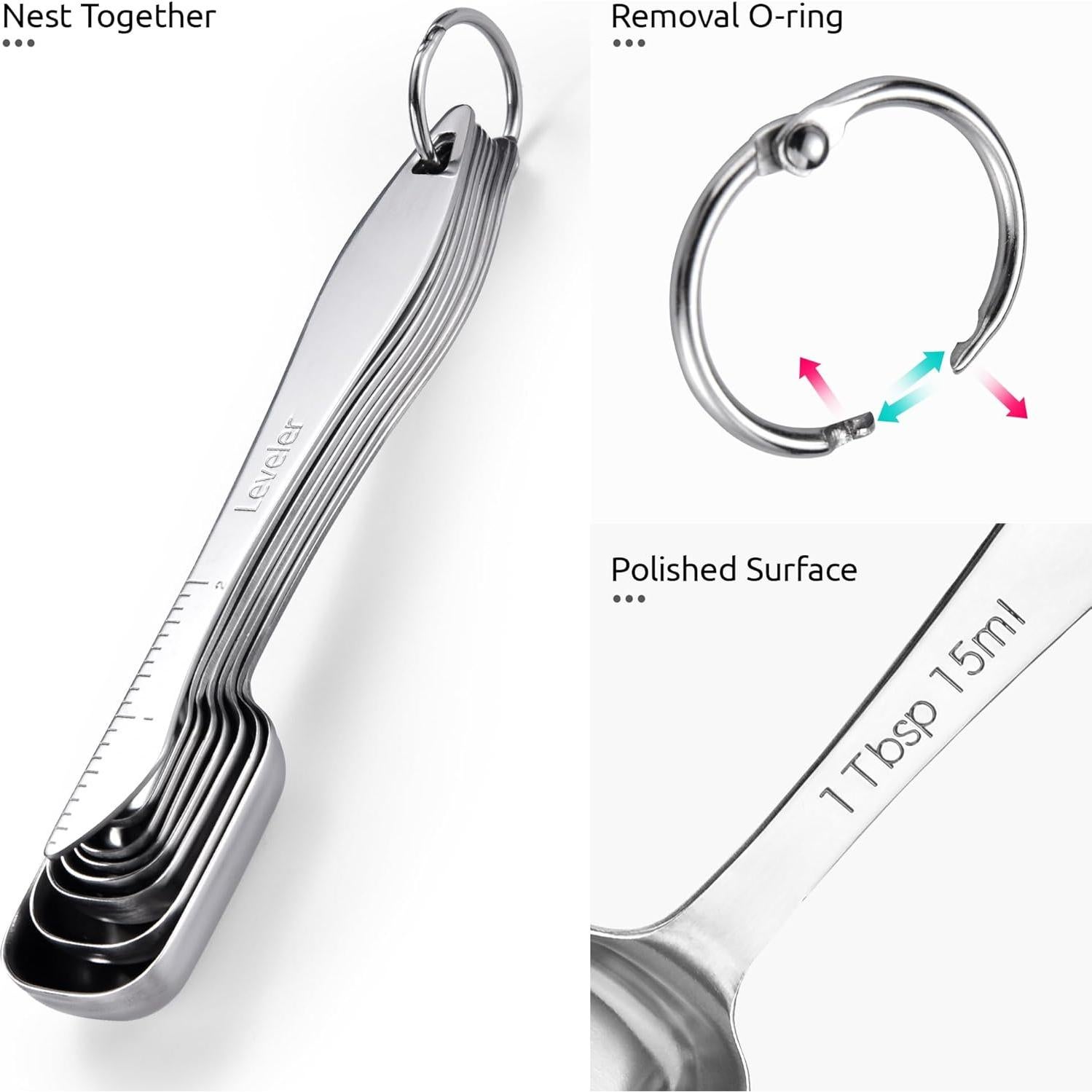 Juego de Cucharas Medidoras U-Taste Acero Inoxidable 8 Piezas