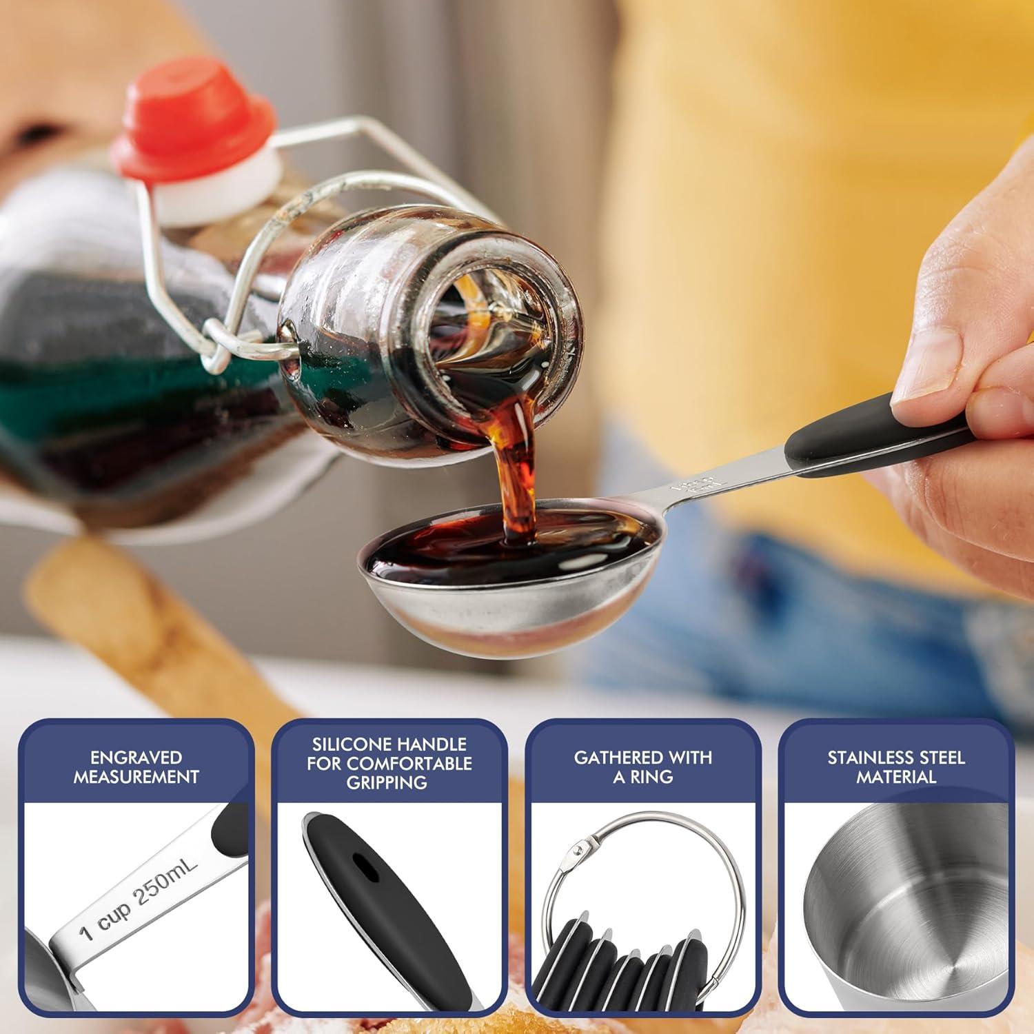 Juego de Tazas y Cucharas Medidoras HOTEC 10 Piezas Acero Inoxidable