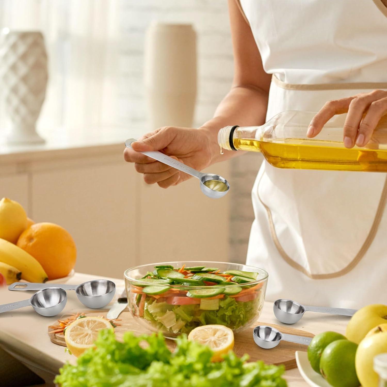 Cucharas Medidoras de Acero Inoxidable AUOIKK 5 mL 2 Pcs