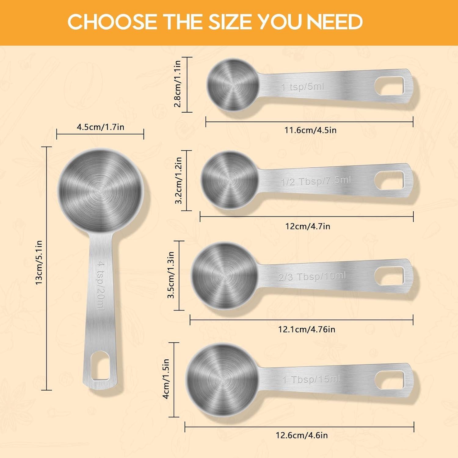 Cucharas Medidoras de Acero Inoxidable AUOIKK 5 mL 2 Pcs